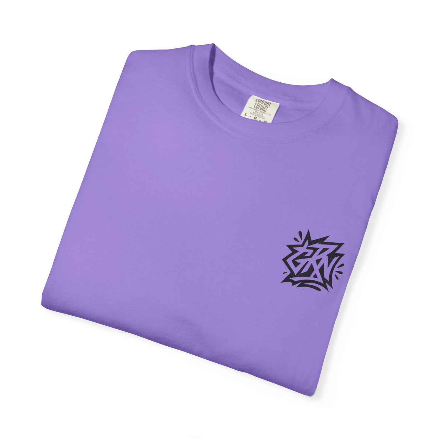 Stylish Unisex Garment-Dyed T-Shirt with Bold Graffiti Design