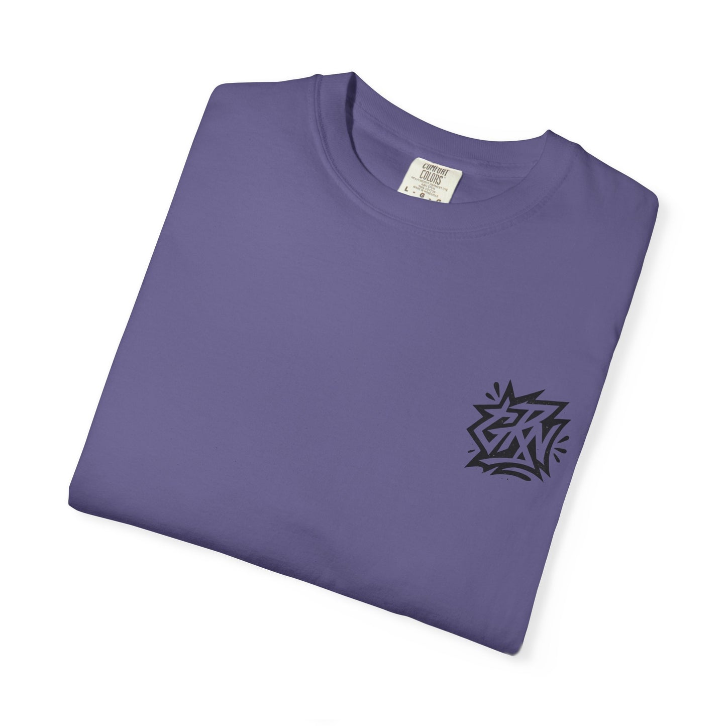 Stylish Unisex Garment-Dyed T-Shirt with Bold Graffiti Design