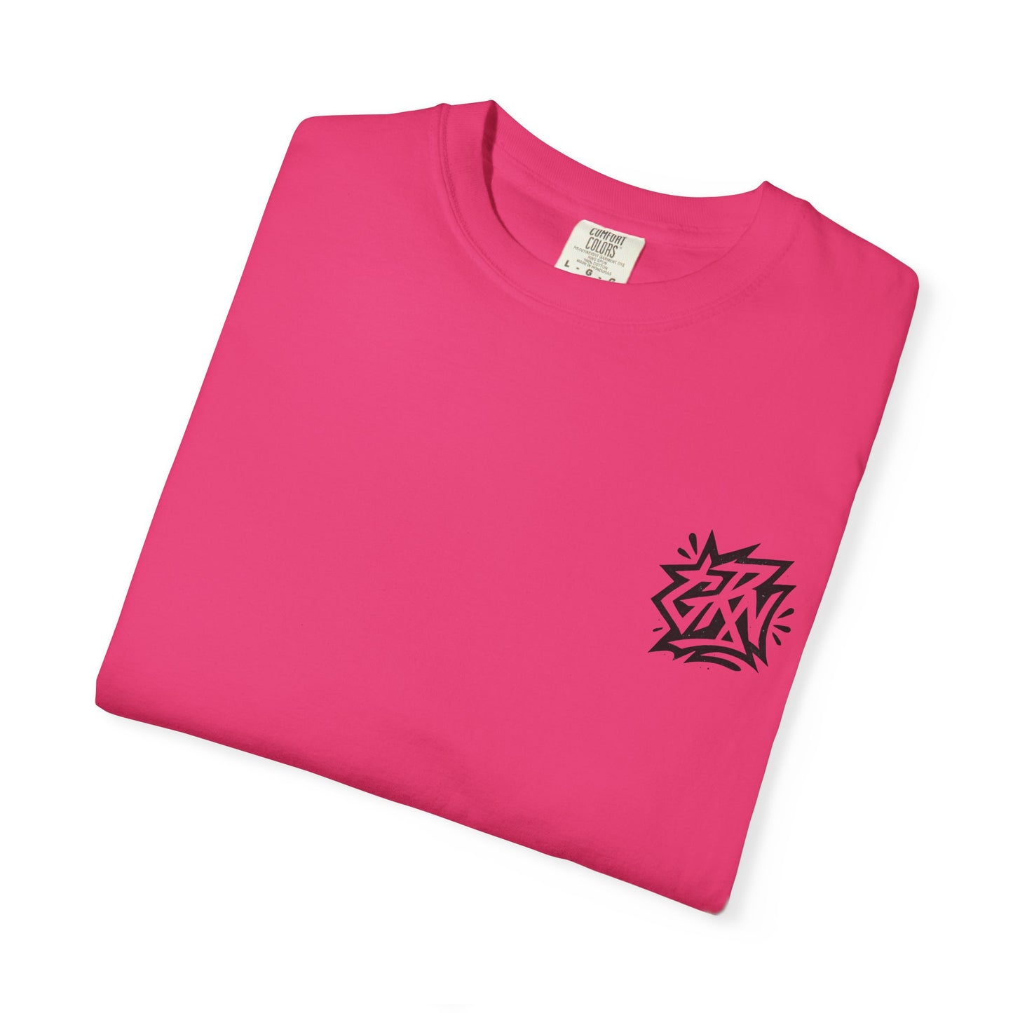 Stylish Unisex Garment-Dyed T-Shirt with Bold Graffiti Design
