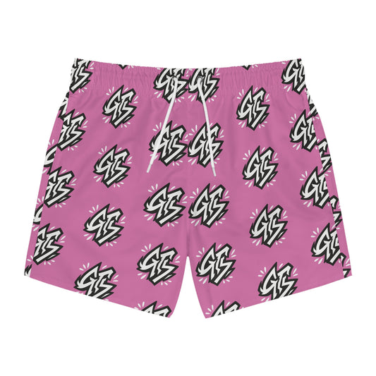 Light Pink Graphic Swim Trunks - Stylish Beachwear for Summer Fun