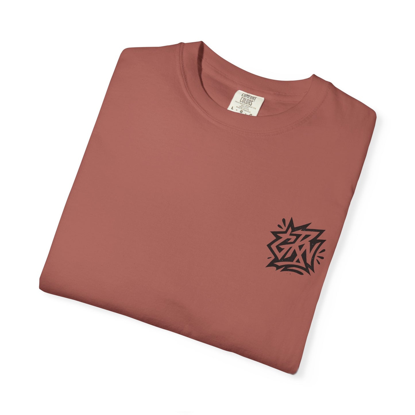 Stylish Unisex Garment-Dyed T-Shirt with Bold Graffiti Design