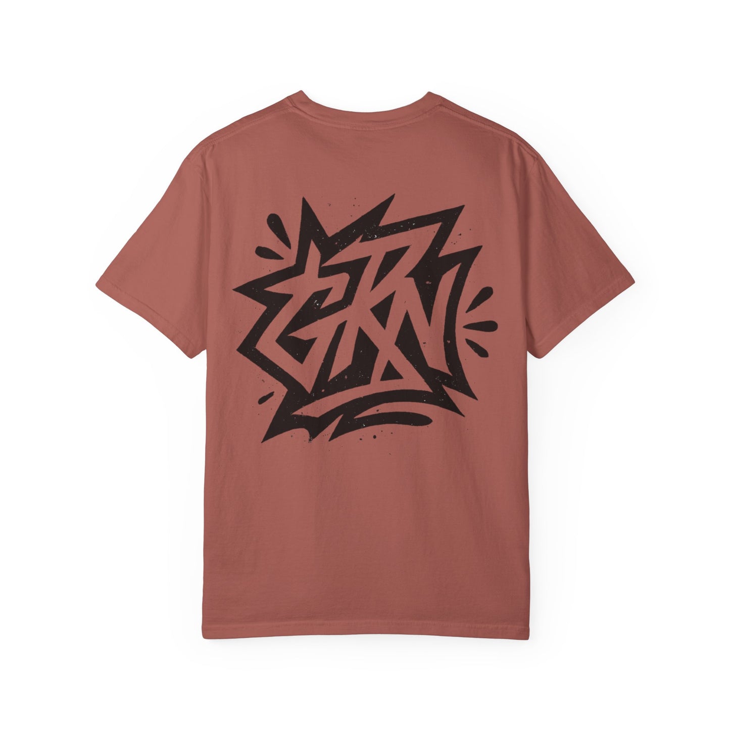 Stylish Unisex Garment-Dyed T-Shirt with Bold Graffiti Design